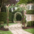 thumbnail image 2 of Ktaxon 7.2ft Large Wood Arch with Planter Box Flat Top Trellis for Garden Climbing Plants, Carbonized, 2 of 9