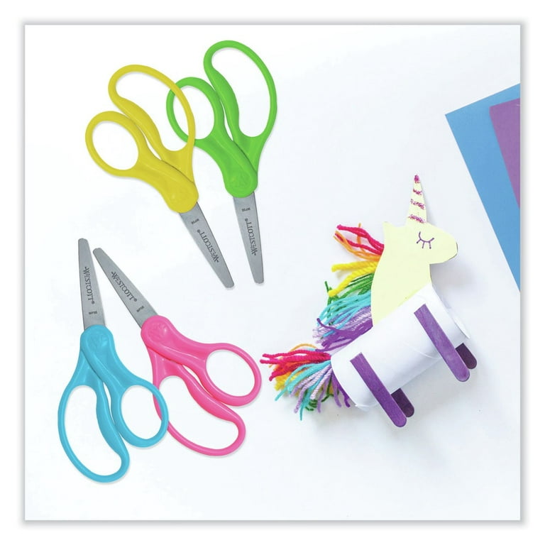Westcott Kids Scissors, 5 Pointed, Assorted, 12/Pack 