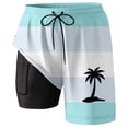thumbnail image 2 of ibiyuan Mens Swim Trunks with Compression Boxer Liner Quick Dry Mens Bathing Suit 2 In 1 Beach Shorts Zipper Pockets Soft Colorful Beach Swimwear,b-Light Blue, 2 of 4