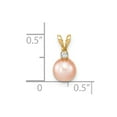 thumbnail image 2 of Auriga 14K Yellow Gold 6-7mm Round Pink Cultured Pearl Diamond Pendant for Women (W-6.5mm), 2 of 6