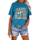 thumbnail image 3 of Blusa de Manga Corta Cuello Redondo Impreso Señoras Casual Top, Blusa Ligera de Poliéster para el Trabajo, la Fiesta Y Toda la Temporada de Uso Diario, 3 of 4