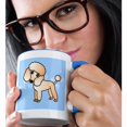 thumbnail image 2 of 3drose, Cute Apricot Poodle Blue Paw Print Background, 11oz Two-tone Blue Mug, 2 of 6