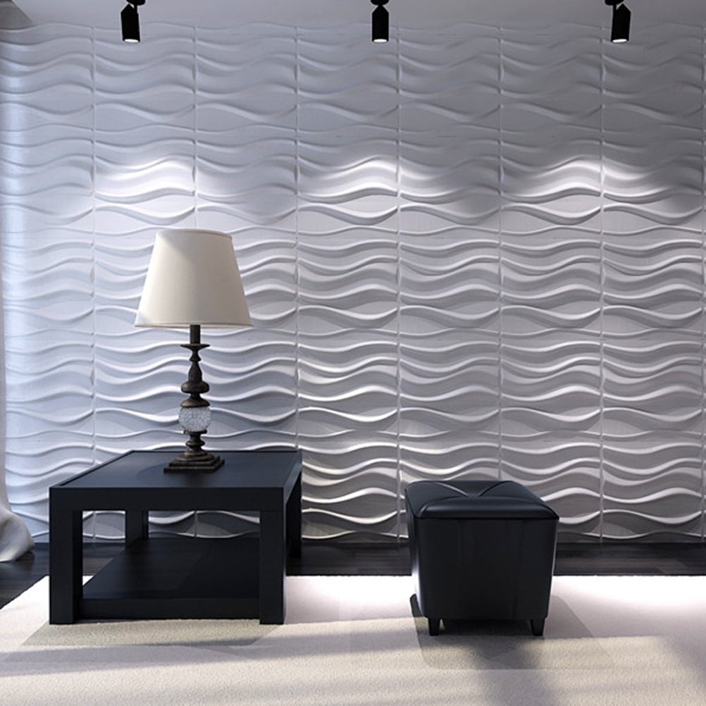 Art3d Decorative 3d Wavy Wall Panel, White Wavy Wall Tiles