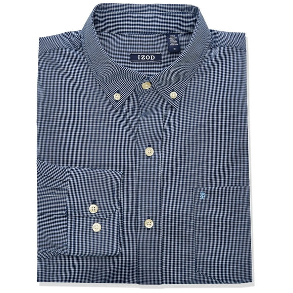 IZOD Men's Premium Performance Natural Stretch Check Long Sleeve Shirt (Regular and Slim Fit)