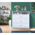 thumbnail image 4 of Hodedah 3-Drawer Engineered Wood Dresser with Open Shelf/Compartments - White, 4 of 7