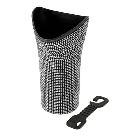 Unique Bargains Auto Car Trash Can Durable Seat Back Trash Bin White 1 Pc 3.9" Width 7.5" Height Plastic Rhinestone