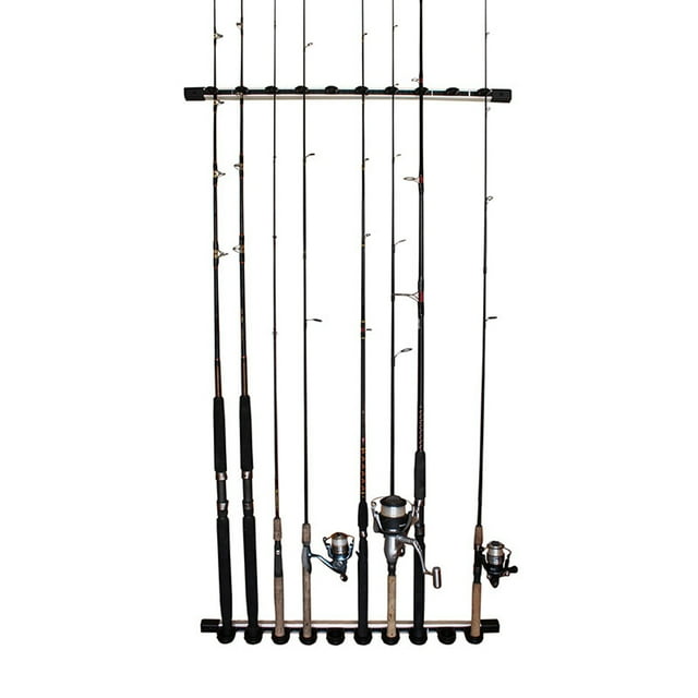 Rush Creek Creations 40-0005 3 in 1 Aluminum 10 Rod Wall and Ceiling Rod Rack