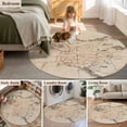thumbnail image 5 of Round Rugs 5Ft, Retro Map Round Area Rug Washable Indoor Throw Carpet, Middle Century Mountain Landscape Vintage Art Soft Non Slip Circle Rug for Cabinet Bathroom Home Decor Aesthetic, 5 of 8