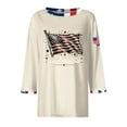 thumbnail image 5 of Youpwaven America 250th Anniversary Women's 3/4 Sleeve Top, USA 250 Years Patriotic Graphic Shirt, 4th of July Waving Flag Crew Neck Tee with Contrast Trim, 5 of 7
