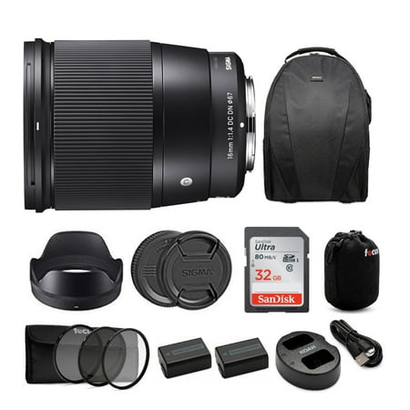 UPC: 0663701782776 | Sigma 16mm f/1.4 DC DN Contemporary Lens for Sony E Mount Cameras with Backpack Bundle