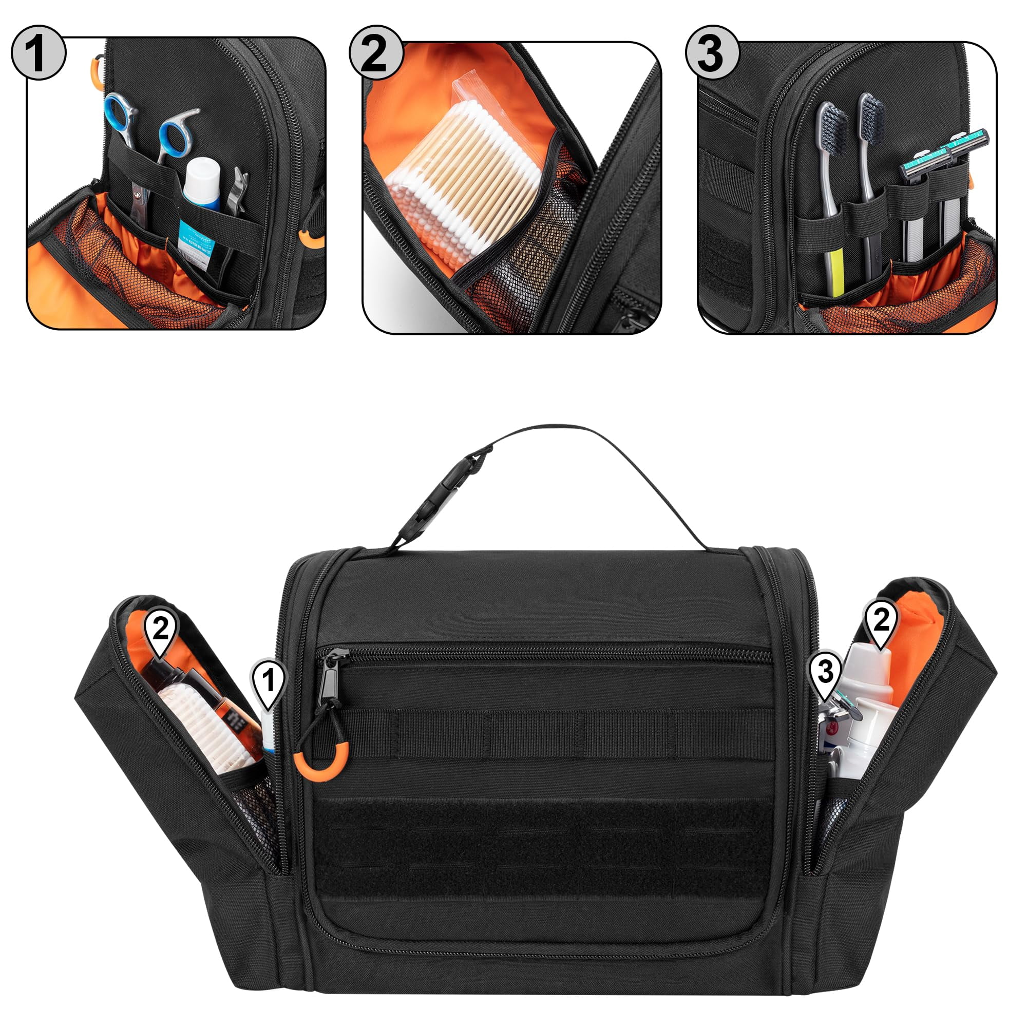 Toiletry Travel Bag For Men  Hanging Dopp Kit Hygiene Shower Organizer With Hook Toiletries And Shaving Care Black (empty Bag)