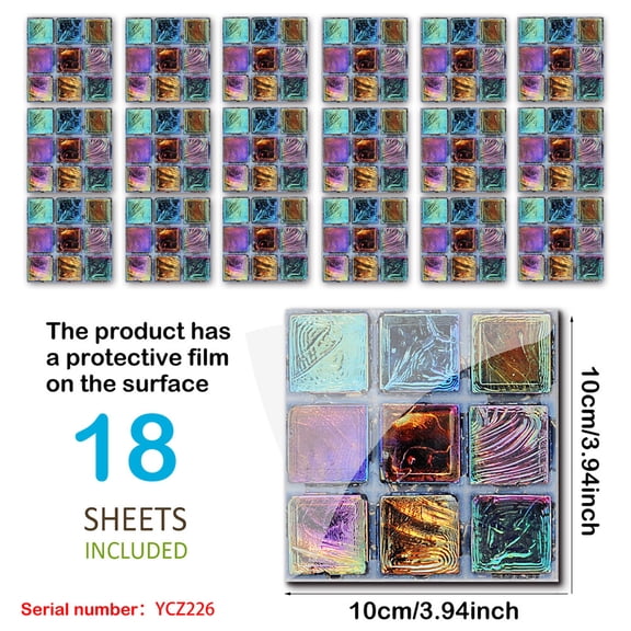 Giunmcul 50% Off Clear 18pcs Home Decor Living Room Tile Set Strong Sticker Kitchen Wall Sticker