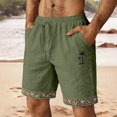 thumbnail image 2 of CONZONE Mens Casual Linen Shorts Elastic Waist Drawstring Summer Shorts for Men Hawaii Graphic Y2K Lightweight Loose Fit Vacation Beach Shorts With Pockets, 2 of 4