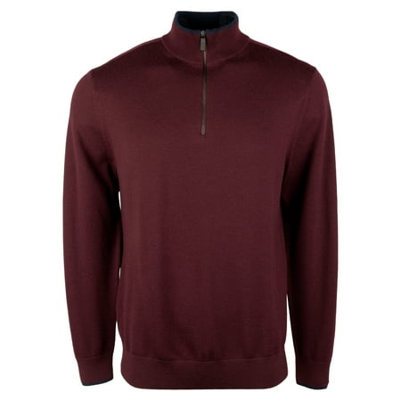 Men's Quarter Zip Merino Sweater-C-Small