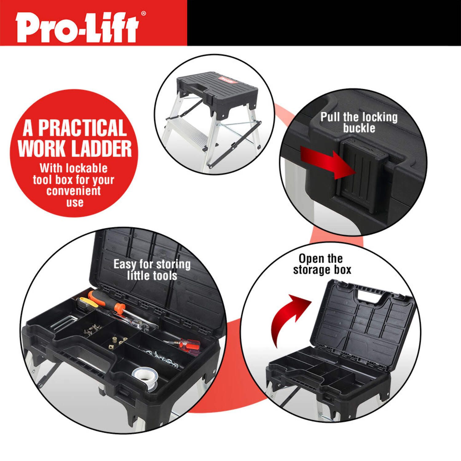 Pro-Lift Two Step Ladder with Storage