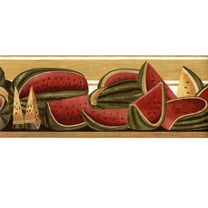 Trimz Fruits Watermelon Kitchen Wallpaper Border, Yellow, Red, Green 15' L x 6 7/8" W