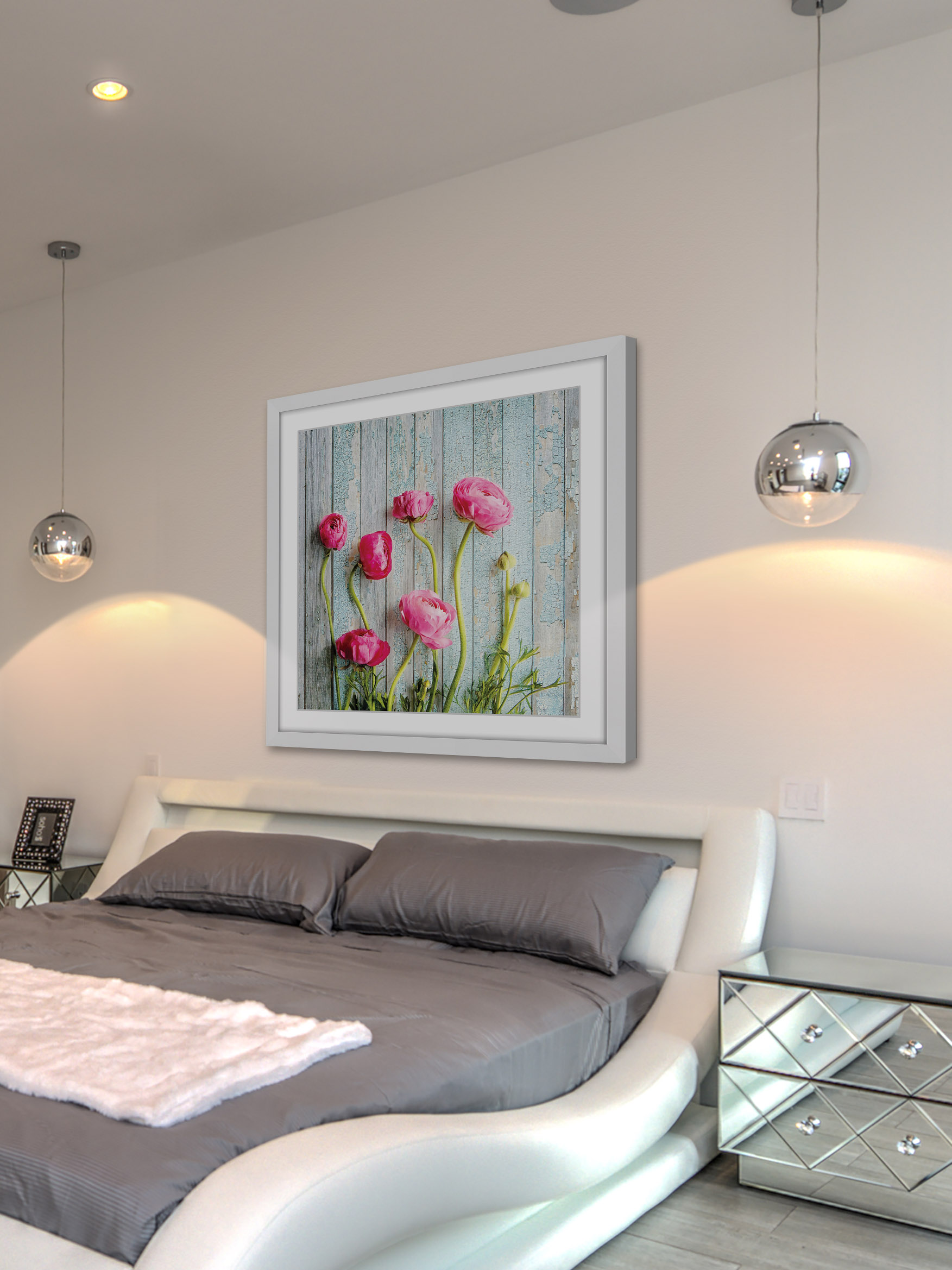 "Pink Ranunculus" Framed Painting Print