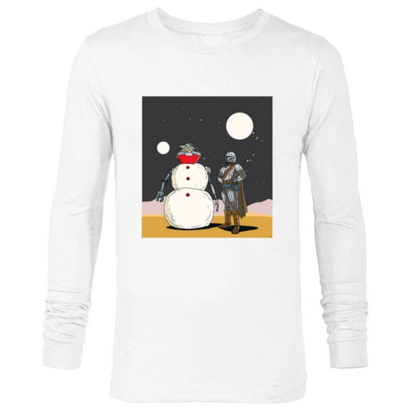 Star Wars The Mandalorian & Grogu Christmas Holiday Snowman - Long Sleeve T-Shirt for Men - Customized-White