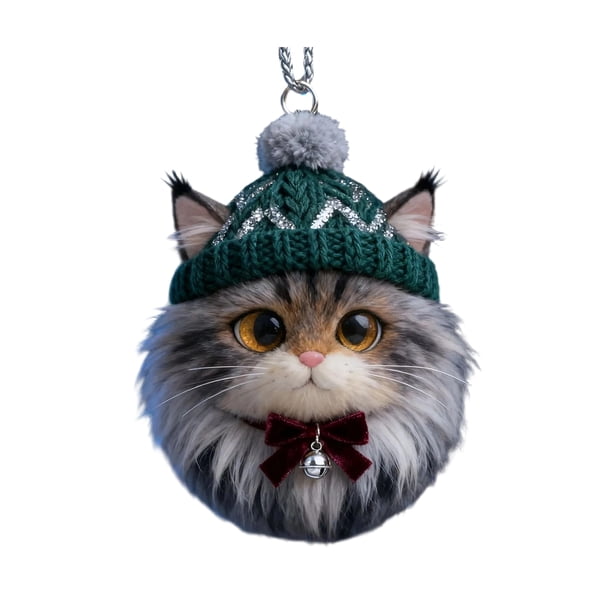 Adorno colgante de acrílico para gato de invierno, árbol de Navidad, gorro de punto, gatito, perro, conejo, erizo, adorno colgante de animal