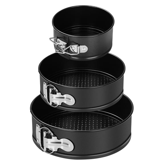 3-Piece Easy Release Springform Cake Pan Set, 4/7/9 Inch Non-stick Baking Pans with Removable Bottom, Durable Carbon Steel Cheesecake Mold