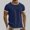 Dark Blue, variant on Men's Cotton Linen Crew Neck T-Shirt Short Sleeve Contrast Trim Casual Textured Top