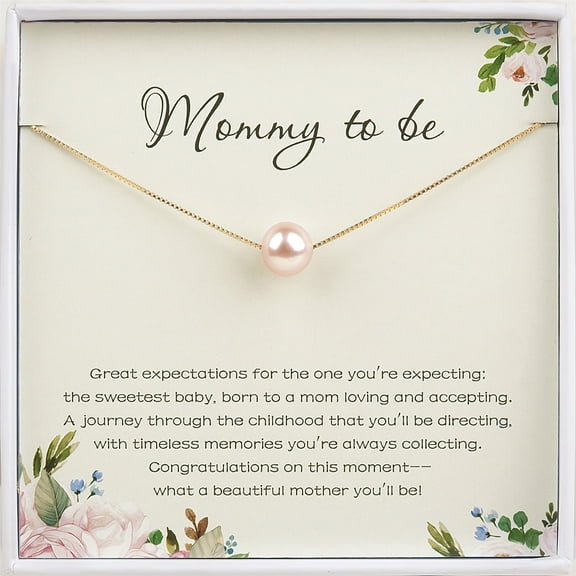 Anavia Mommy To Be Pearl Gift Necklace, G Pregnancy Gift for a Expecting Mom, Future Mom Gift-[Pink Pearl   Gold Chain]