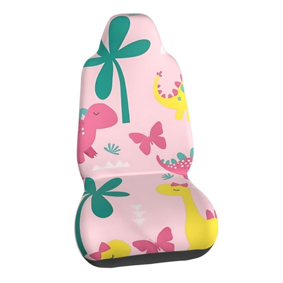 Cute Pink Dinosaur Car Seat Covers Stretch Car Seat Protectors Universal Fit