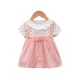 thumbnail image 2 of Bébé Filles Robe d'Été Polka Dot Imprimé Col Rond Manches Courtes Princesse Robes Faux Deux Pièces, 2 of 9
