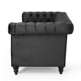 thumbnail image 6 of Black Velvet Loveseat with Channel Stitching and Nailhead Accents for Living Room, Bedroom - 61", 6 of 9