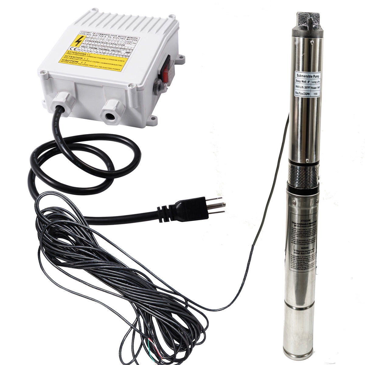 iMeshbean 1HP Deep Well Pump 200FT 33GPM 110V Submersible Stainless ...