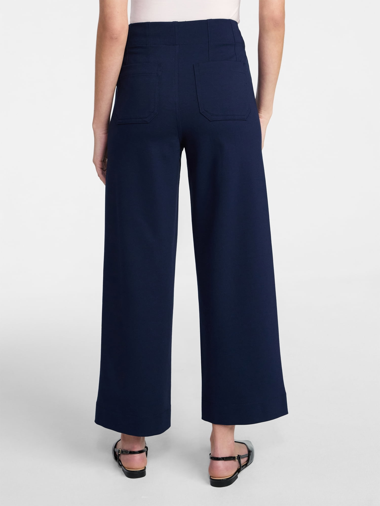 Time and Tru Women's Ponte Knit Patch Pocket Pants, 28" Inseam, Sizes 0-20
