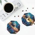 thumbnail image 4 of Honeii Colorful Planet Universe print Leather Coaster Set of 4, ideal for safeguarding your furniture from drinks spills and effortless cleanup-Octagon, 4 of 6