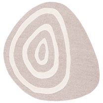 SAFAVIEH Novelty Kayleah Abstract Area Rug, Beige/Ivory, 5' x 5' Scalloped