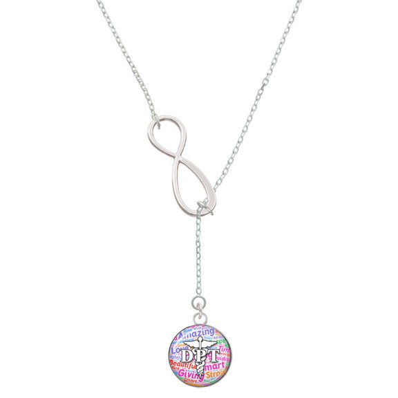 Delight Jewelry Silvertone Domed Multi Color DPT Silver tone Elegant Infinity Lariat Necklace