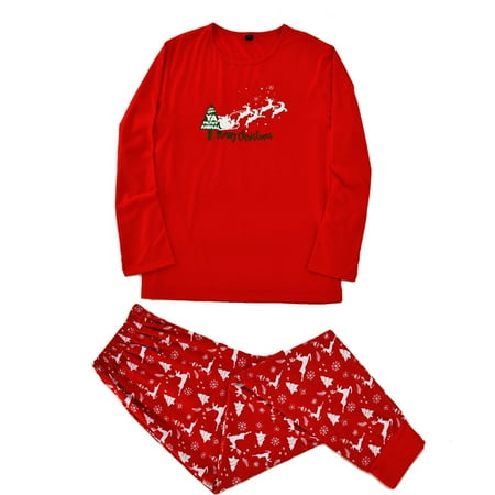 

Matching Family Pajamas Sets Christmas PJ s with Long Sleeve Red Tee Print Pants Sleepwear for Couple Kids Baby
