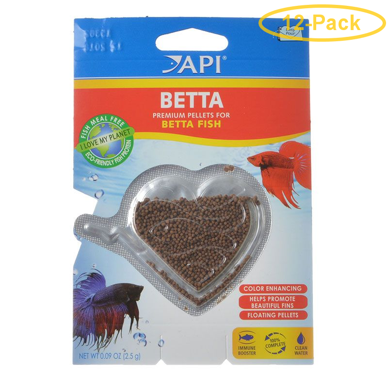 API Betta Premium Pellets for Betta Fish Food .09 oz Pack of 12