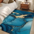 thumbnail image 4 of 3'x5' Area Rugs, Teal Marble Indoor Outdoor Area Rug for Living Room Bedroom, Modern Abstract Yellow Ink Painting Washable Bathroom Rugs Kitchen Floor Carpet Mats Home Decor Aesthetic, 4 of 8