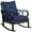 Black,Blue, variant on Outsunny Outdoor Wicker Rocking Chair with Padded Cushions, Aluminum Furniture Rattan Porch Rocker