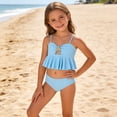 thumbnail image 3 of Lixiuxyad Girls Swimsuit Adjustable Straps Cut Out Swimwear 2 Piece Solid Color Tankini for Girls Bathing Suit for Teens,Sizes 6-7 Years, 3 of 6