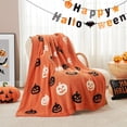 thumbnail image 7 of Halloween Throw Blanket 27x40 Inch, Soft Flannel Fleece with Ghost Pumpkin Bat Print, Cozy Small Holiday Blanket for Travel & Couch (A ,27"×40"), 7 of 7