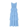 thumbnail image 3 of Ovzne Robes Grande Taille pour Femmes Courbes Robe d'Été Sans Manches Midi Col Rond Débardeur Smocké Ligne A Superposée Plage Fluide Longues Robes Maxi Grande Taille C, 3 of 5