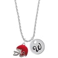 thumbnail image 1 of Delight Jewelry Silvertone Small Red Football Helmet Silvertone Script Initial Disc - W - Charm Necklace, 20"+3", 1 of 4