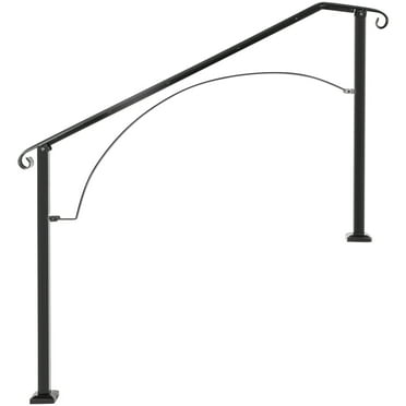 KFFKFF Handrail Arch #3 Fits 3 or 4 Steps Matte Black Stair Handrail Wrought Iron Handrail Mounting Kit Outdoor Step Handrail