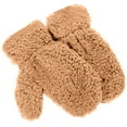 thumbnail image 2 of Faux Fur Mitten For Women Unisex - Stretchable Soft Warm Cold weather Winter Gloves Light Brown Free, 2 of 3