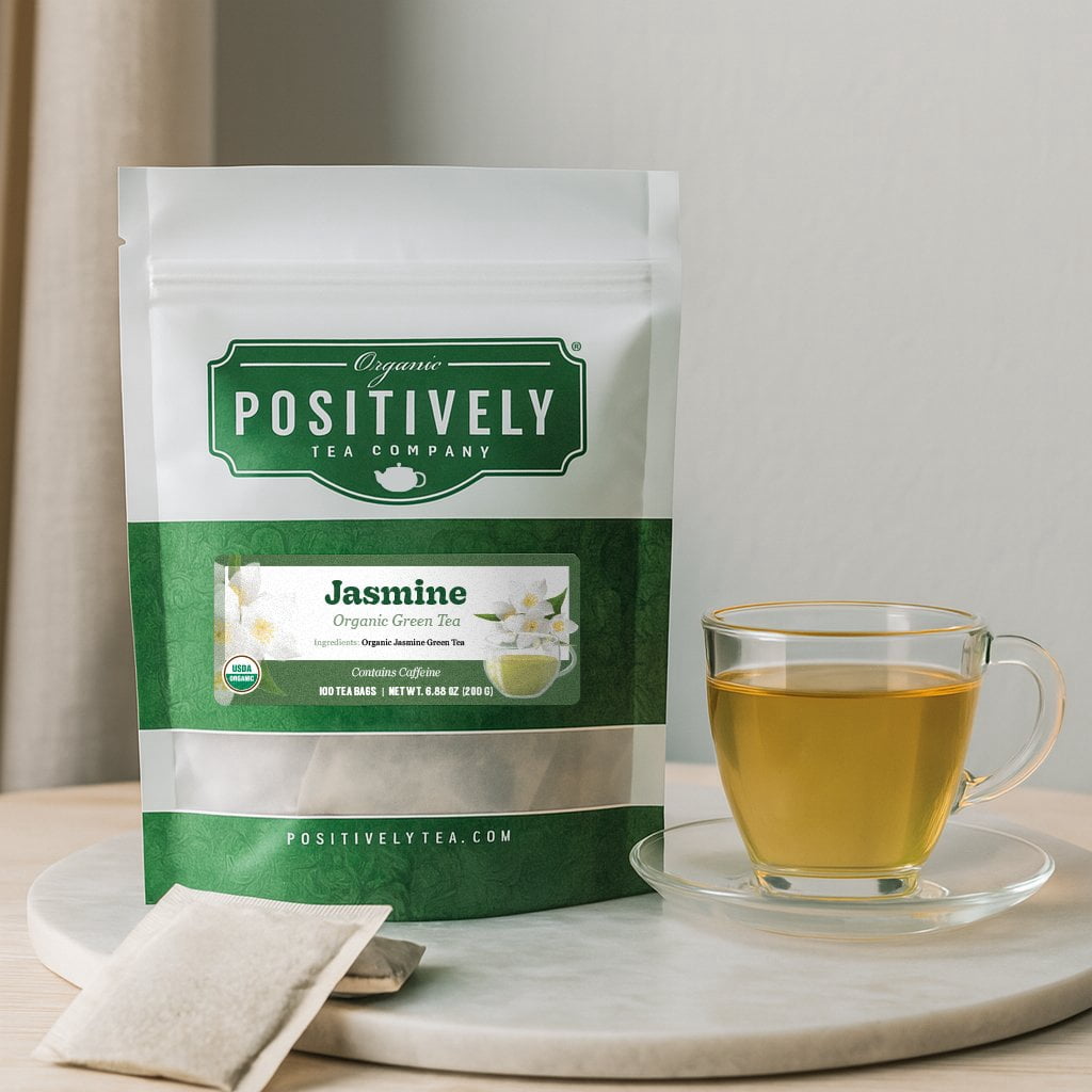 Positively Tea's Organic Jasmine Tea, Green Tea Bags, 120 CT Tea Bags 6 Boxes