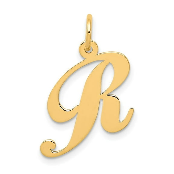 Auriga Fine Jewelry 14K Yellow Gold Medium Script Letter R Initial Pendant for Women