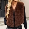 thumbnail image 5 of Ayolanni Women's Faux Fur Vest Open Front Sleeveless Solid Jackets Winter Warm Cropped Outerwear with Pockets Coffee S, 5 of 6