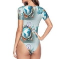 thumbnail image 4 of Daiia Let's go Travel print Women's Crew Neck Short Sleeve Bodysuit Fashion Tops Fit Casual Basic Extender Bodysuit-XX-Large, 4 of 9