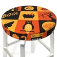 thumbnail image 3 of Fotbe Halloween Banner Symbols Stool Covers Round,Waterproof Round Bar Stool Covers Bar Chair Covers Washable Stool Cushion Slipcover for 12-14 Inch Chair-14 inch, 3 of 7