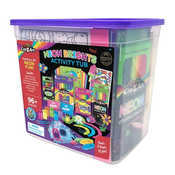 Cra-Z-Art Neon Brights Activity Tub, Multi-Color Drawing Set